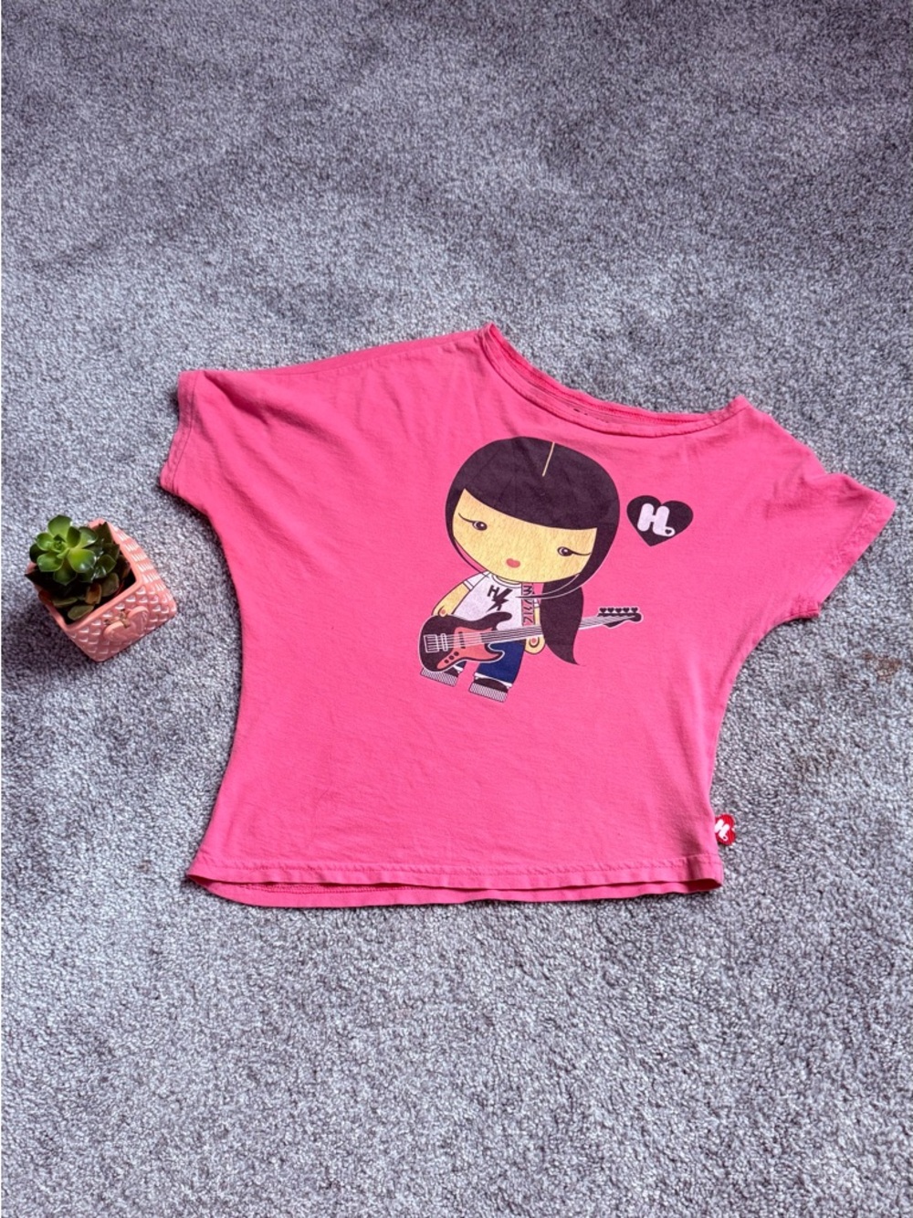 Vintage Harajuku Lovers Hot Pink Girl With Guitar Tee 3T 4T, Rare